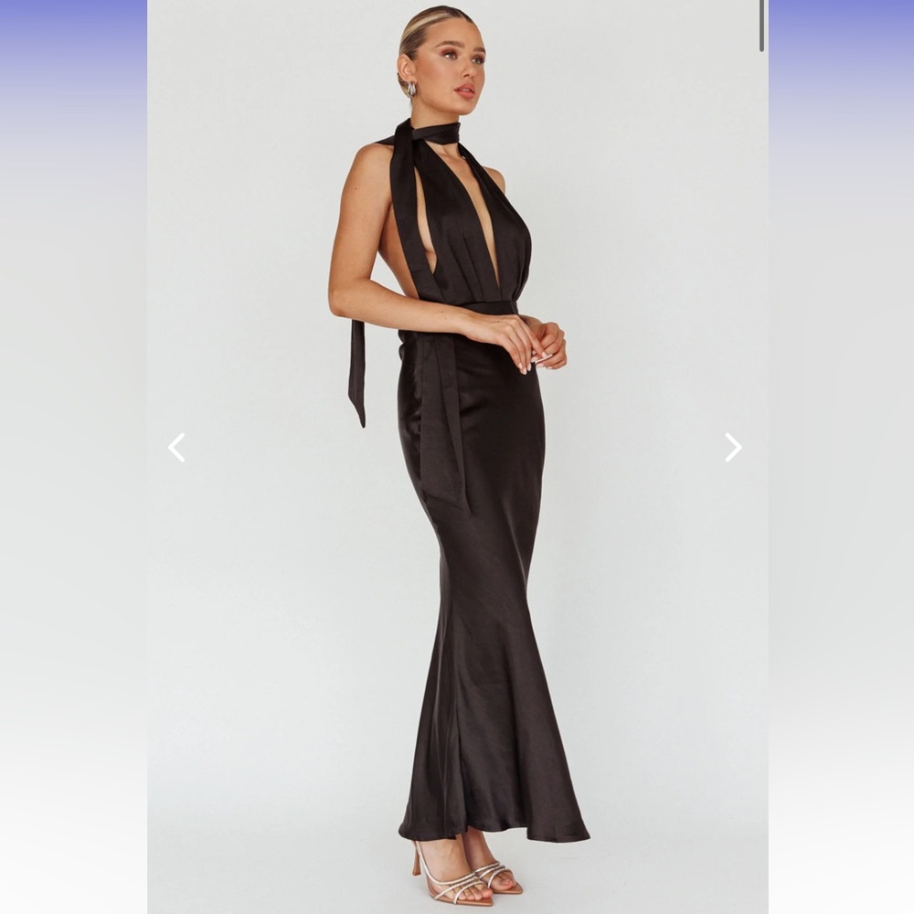 Italia Azure Halterneck Maxi Dress Black